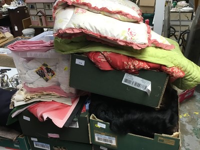 Lot 314 - Two vintage eiderdowns and other bed covers