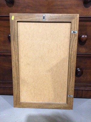 Lot 992 - Good quality bevelled wall mirror in Ercol style elm frame 71x46cm
