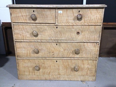Lot 994 - Victorian pine chest of two short and three long graduated drawers H92, W105, D50cm