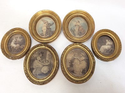 Lot 288 - Three pairs of Georgian mezzotints depicting Classical and other figures, each in oval gilt frame (6)