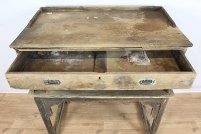 Lot 996 - Rare early 20th century oak trading counter, with gallery top and rear drawer, the front emblazoned 54 - John K. King & Sons, raised on square supports, 105cm wide x 60cm deep x 116cm high. N.B. Jo...