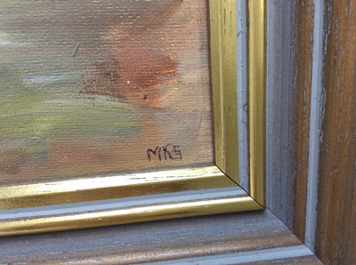 Lot 298 - J. Kennedy Scott, contemporary, oil on board - still life, 'Roses in a ruby vase', initialled,v26cm x 24cm, framed