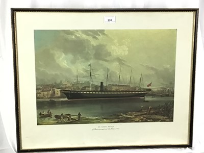 Lot 291 - After J. Walter coloured print- S. S. Great Britain, in glazed frame