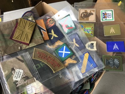 Lot 783 - Large quantity of cloth military badges to include British, American, reproduction Nazi German and others (1 box)