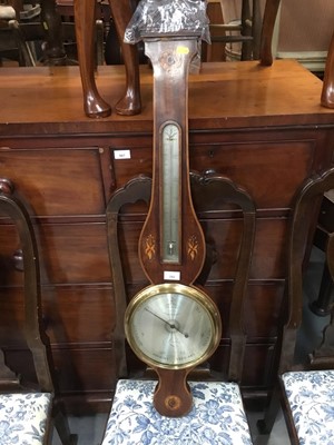Lot 392 - 19th century mahogany banjo barometer