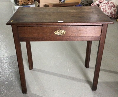 Lot 1004 - Antique oak side table with single drawer on chamfered legs