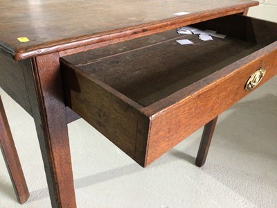 Lot 1004 - Antique oak side table with single drawer on chamfered legs