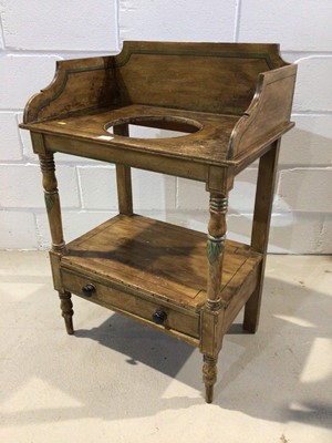 Lot 1005 - Victorian painted pine two tier washstand with single drawer below