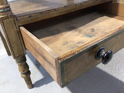 Lot 1005 - Victorian painted pine two tier washstand with single drawer below