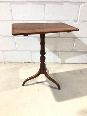 Lot 1007 - 19th century elm and mahogany tilt top wine table on turned column with three splayed legs