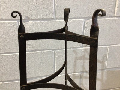 Lot 1008 - Wrought iron eight tier pot stand of triangular form