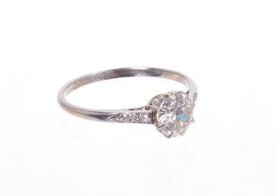 Lot 502 - Diamond single stone ring with an old cut diamond estimated to weigh approximately 0.85cts in platinum setting, in a Boucheron ring box