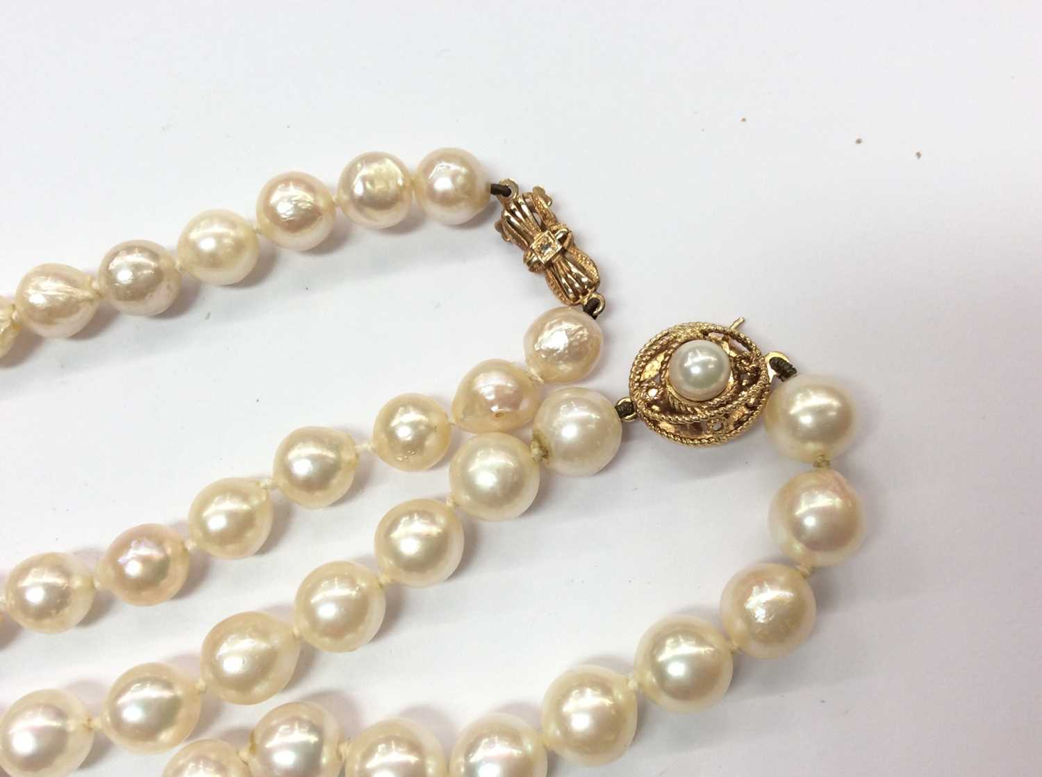 Lot 716 Two Cultured Pearl Necklaces With 9ct Gold