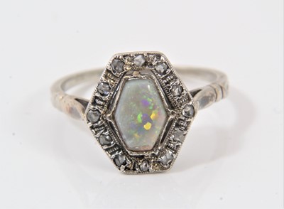 Lot 610 - Art Deco opal and diamond ring