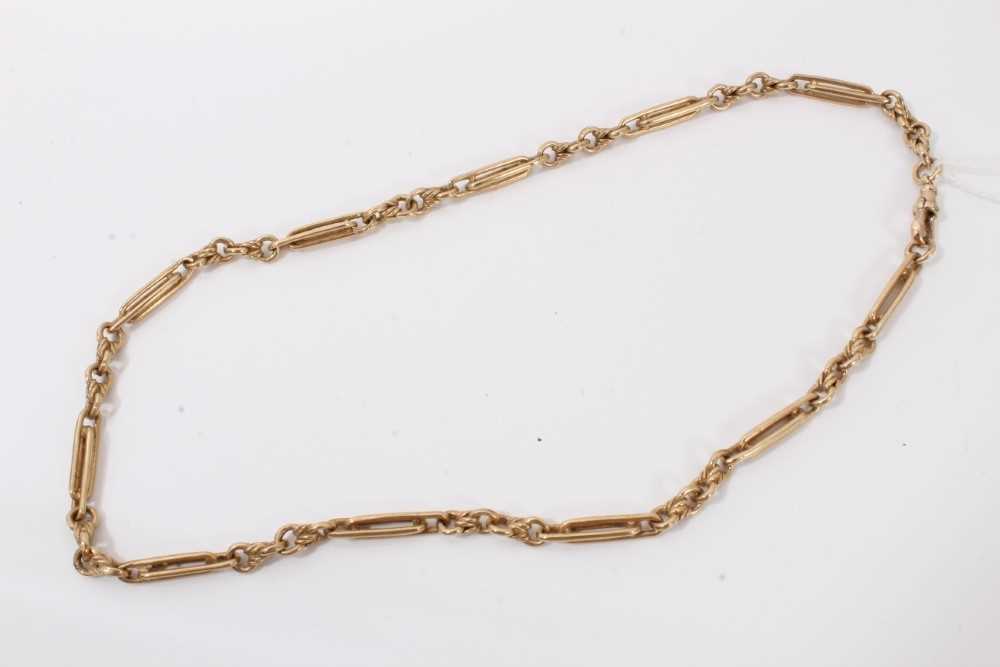 Lot 119 - Edwardian style 9ct gold fetter link watch chain necklace