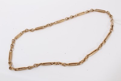 Lot 119 - Edwardian style 9ct gold fetter link watch chain necklace