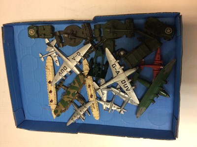 Lot 2398 - Dinky unboxed selection of Aeroplanes, ships and military vehicles (QTY)