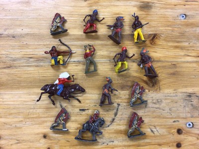 Lot 2385 - Selection of lead soldiers including Britains, Crescent etc 1st World War infantry, Guards, plus some Cowboys & Indians