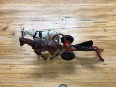 Lot 2386 - Selection of Britains lead farm animals & figures including Horse drawn plough and others