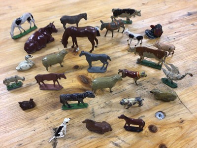 Lot 2386 - Selection of Britains lead farm animals & figures including Horse drawn plough and others