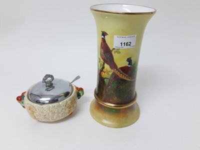 Lot 1162 - Clarice Cliff preserve pot and cover together with a Coalport vase (2)