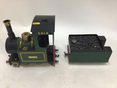 Lot 2414 - Scratchbuilt metal model locomotive 0-4-0 green & yellow livery electrically wired