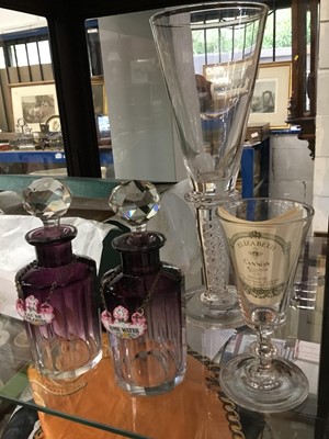 Lot 197 - Pair of glass scent bottles, other glasses