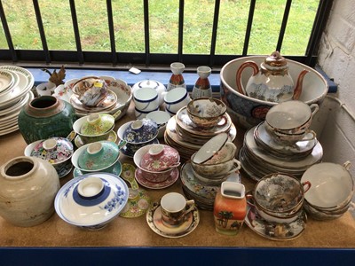 Lot 29 - Oriental ceramics mainly 19th century, including large Imari bowl, eggshell teaware etc
