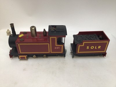 Lot 2417 - Scratchbuilt metal model Railway 4-4-2 locomotive & tender "Tessie" red, & black livery, electrically wired