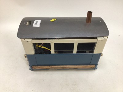 Lot 2420 - Scratchbuilkt metal model of a tram electrically wired blue & white livery