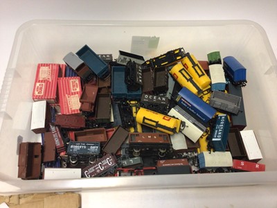 Lot 2454 - Railway "OO" guage selection of unboxed Diesel locomotives (x3), Lord Westwood 4-6-0 locomotive & tender, tank locomotive, plus a selection of various wagons (80+) (2 boxes)