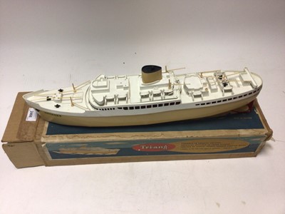 Lot 2466 - Triang RMS Orcades Ocean liner, in original box, plus Kleware constructed Jaguar (no wheels)