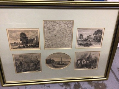 Lot 81 - Three framed groups of engravings of Richmond and South West London, together with a framed print (4)