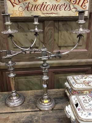 Lot 94 - Pair 19th century silver plated candelabra