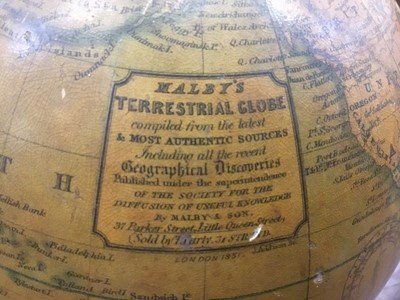Lot 750 - Mid 19th century Malby's terrestrial desk globe