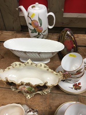 Lot 82 - Royal Worcester Evesham 6 place coffee set, together with a pair of Davidson cloud glass candlesticks, Victorian and later commerative ceramics and other items