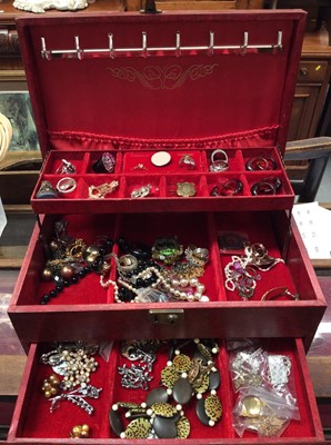 Lot 712 - Four jewellery boxes, two containing various costume jewellery