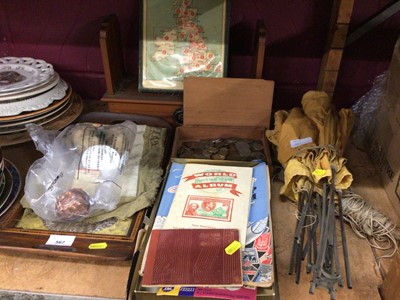 Lot 567 - Vintage butterfly wing tray, Second World War RAF search and rescue kite, bookslide, stamps and coins