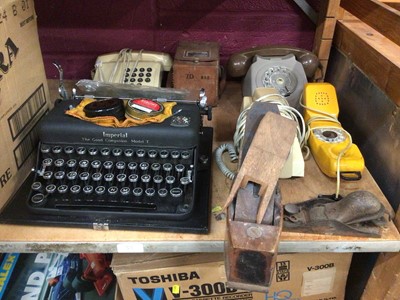 Lot 569 - Vintage phones, vintage imperial typewriter, planes and tins