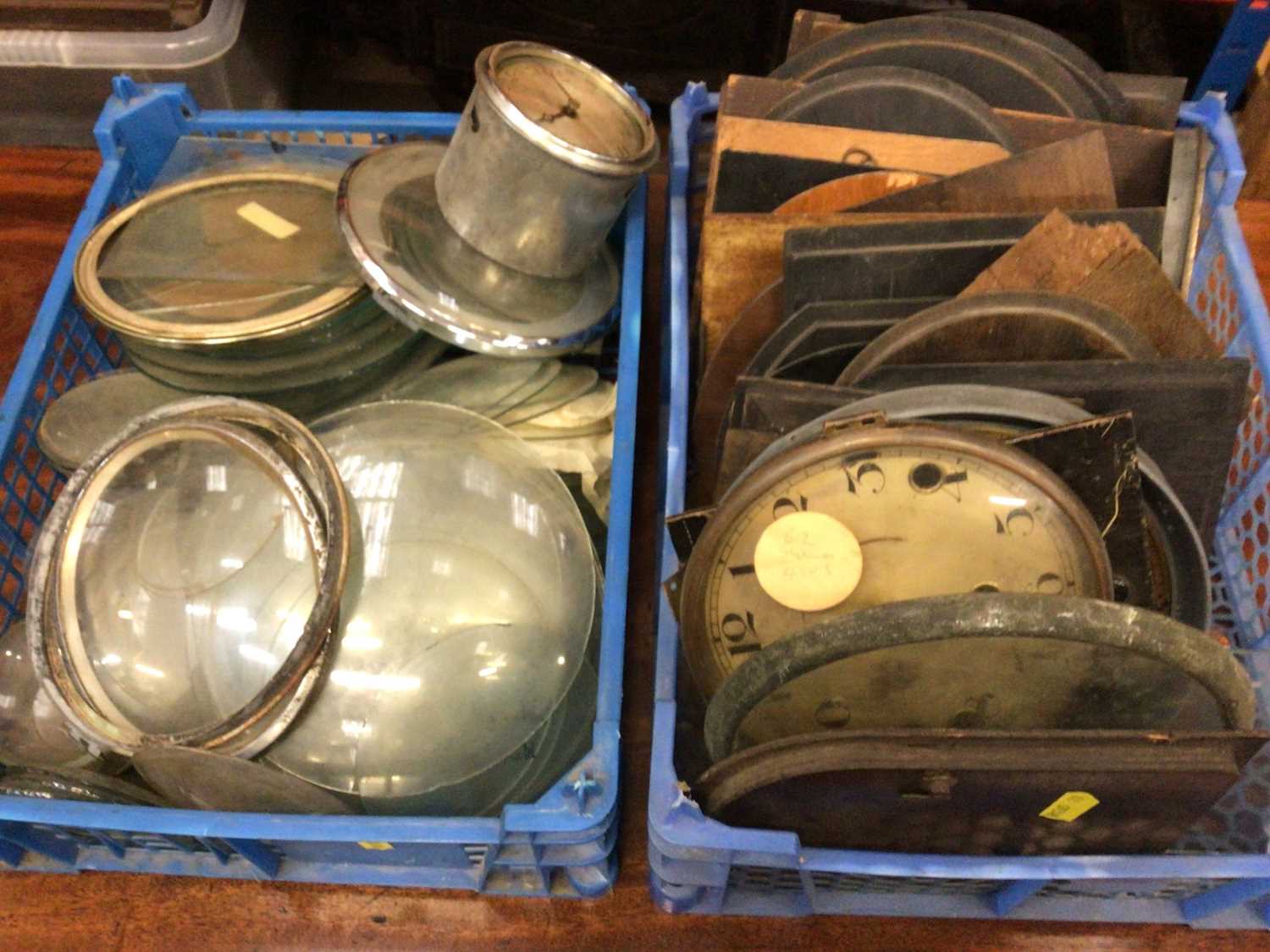 Lot 524 - Large quantity of clock dials and glass covers