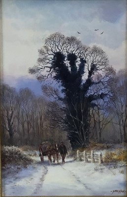 Lot 240 - James J. Allen, Winter in Suffolk, near little Glenham, framed and glazed