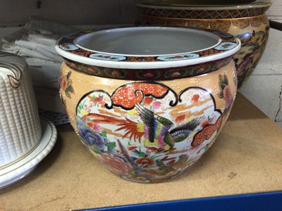 Lot 143 - Two Japanese porcelain Goldfish Bowls / Jardinère (2)