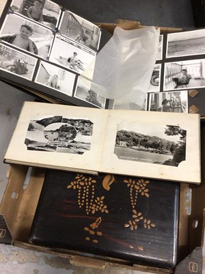 Lot 105 - Oriental lacquered box, Oriental photograph album, and a postcard album containing approximately 20 postcards