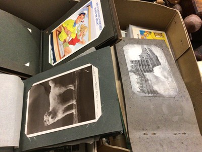 Lot 152 - Two shoeboxes containing postcards, plus 3 albums of postcards, approximately 250