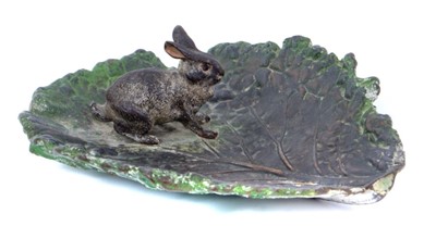 Lot 756 - Early 20th century Austrian cold painted bronze rabbit on cabbage leaf