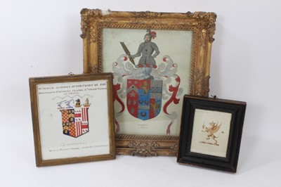 Lot 856 - Three 19th century armorial watercolours