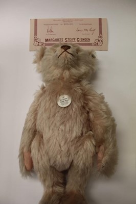 Lot 1885 - Three Steiff teddy bears - Teddy Rose, Snap - a- part- Teddy Bear 1908 and British Collector's 1906 Teddy Bear, all boxed (3)