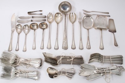 Lot 155 - Extensive canteen of German (800) silver cutlery by Eugen Marcus, comprising, x12 dinner forks, x12 table spoons, x18 cake forks, x8