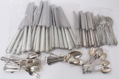 Lot 155 - Extensive canteen of German (800) silver cutlery by Eugen Marcus, comprising, x12 dinner forks, x12 table spoons, x18 cake forks, x8