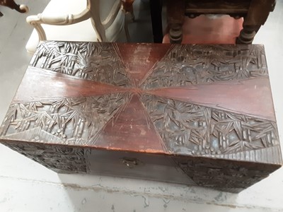 Lot 1122 - Chinese carved camphor wood trunk
